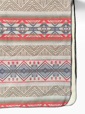 Faherty Sherpa Throw Blanket Fleece Southwest Aztec Geometric 50x70 Reversible